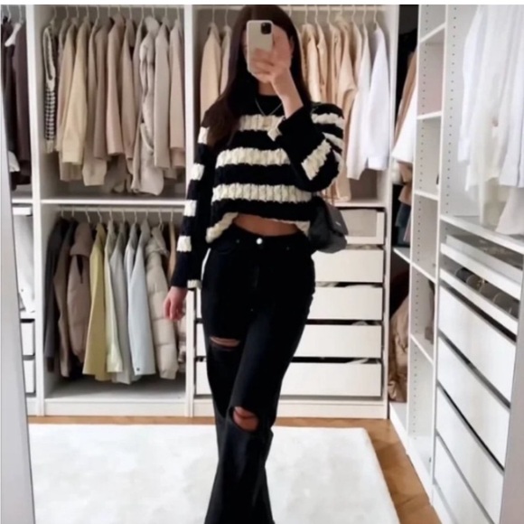 Zara Striped Cable Knit Sweater Fit loose - Picture 4 of 12